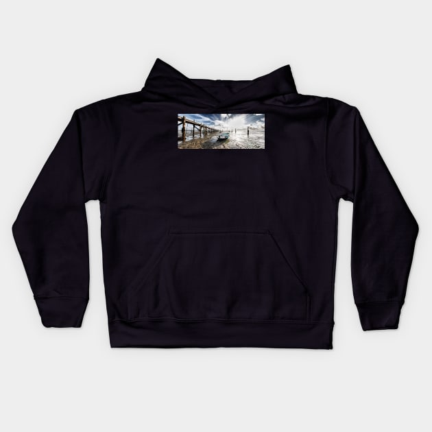 Boats at low tide Kids Hoodie by adrianbrockwell